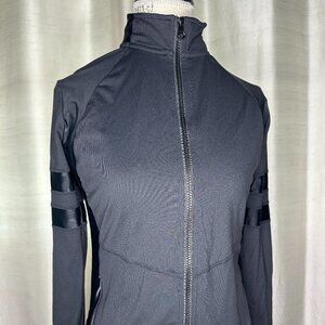 (Limited Edition) BlackMilk Clothing - Wet Look Splice Long Sleeve Zip Jacket